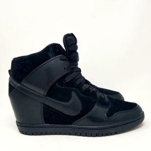 Nike Dunk Sky Hi Hidden Wedge Heel (528899-004) Triple Black High Womens 10